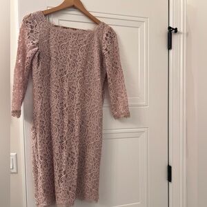 Diane Von Furstenberg Blush Lace Long Sleeve Dress